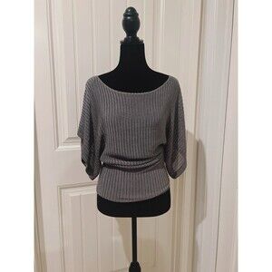 Poetry Gray Net Knitted Dolman Sleeve Sweater  Size M